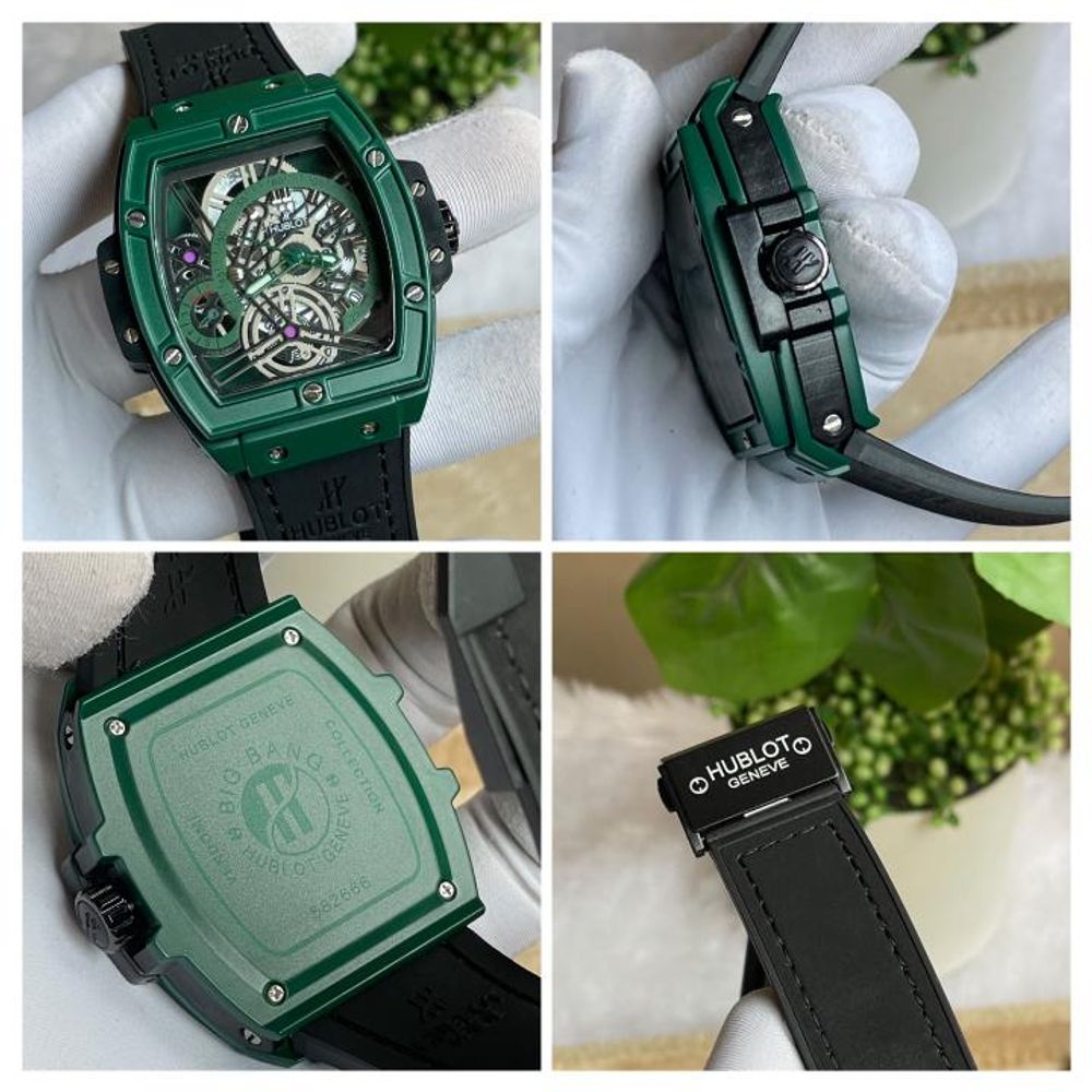 Hublot Bigbang Square Green Black Leather Belt AT519