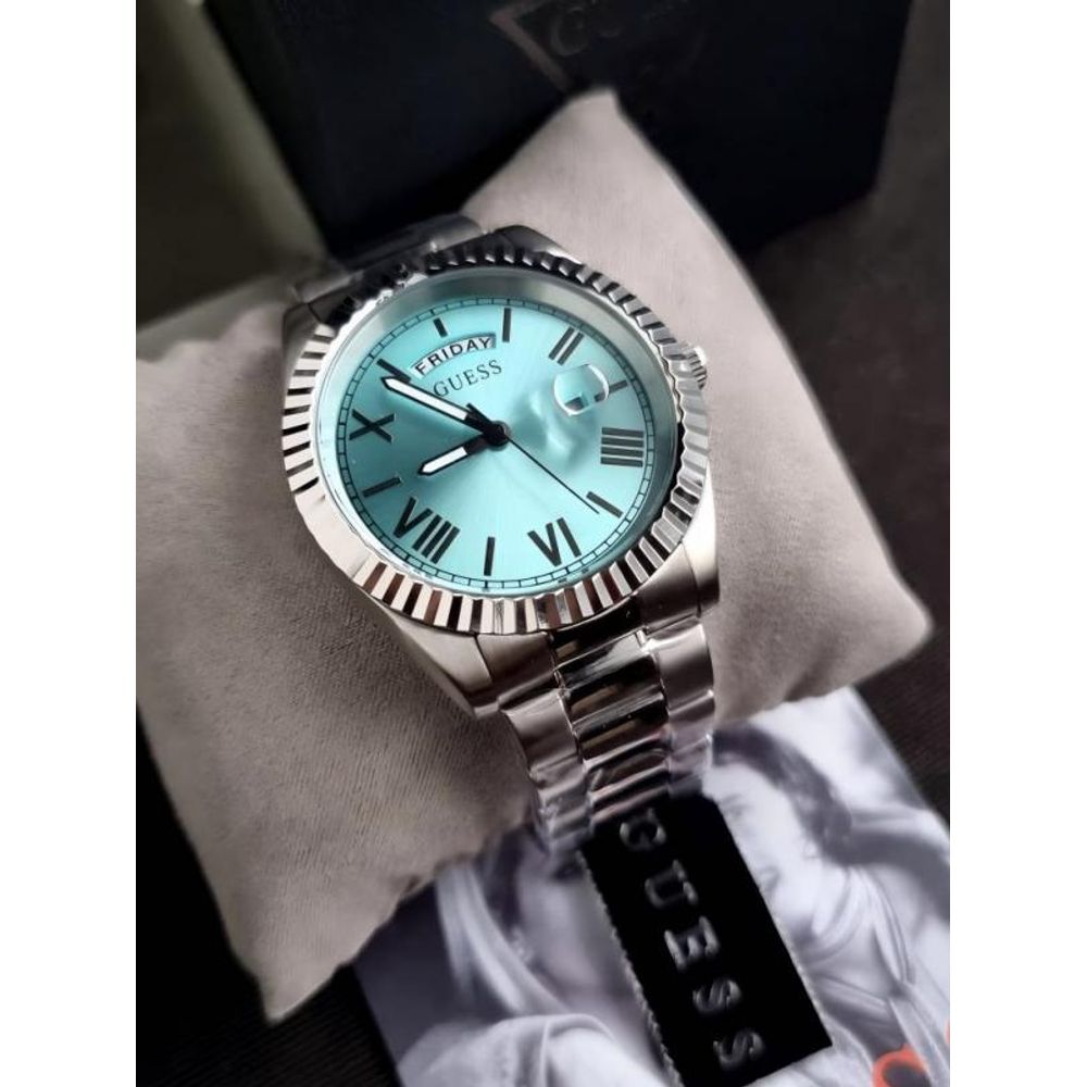 Gues s Day Date Men Silver Tiffany