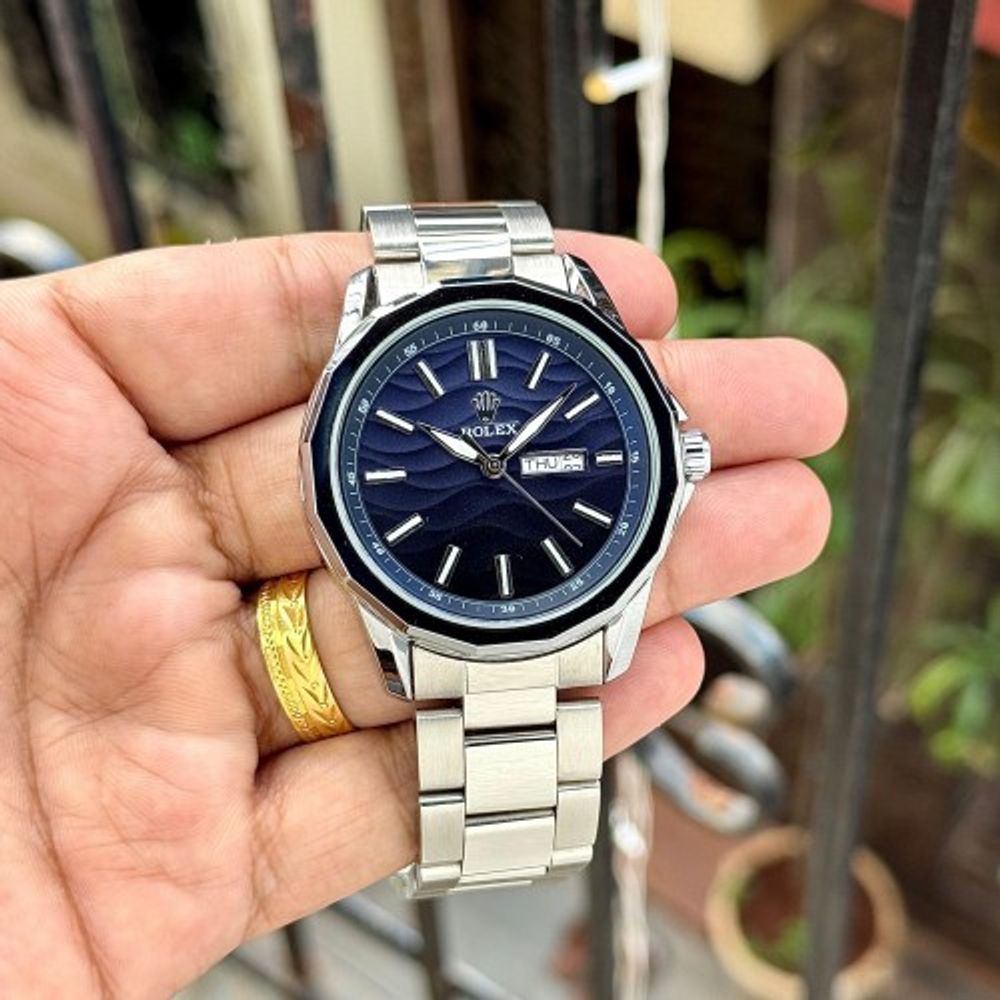 Rollex Day Date Dual Tone Black Blue