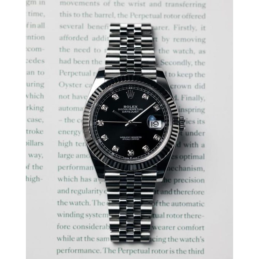 Rolee_x Oyster Perpetual Date Just Diamond Silver-Black-Diamond