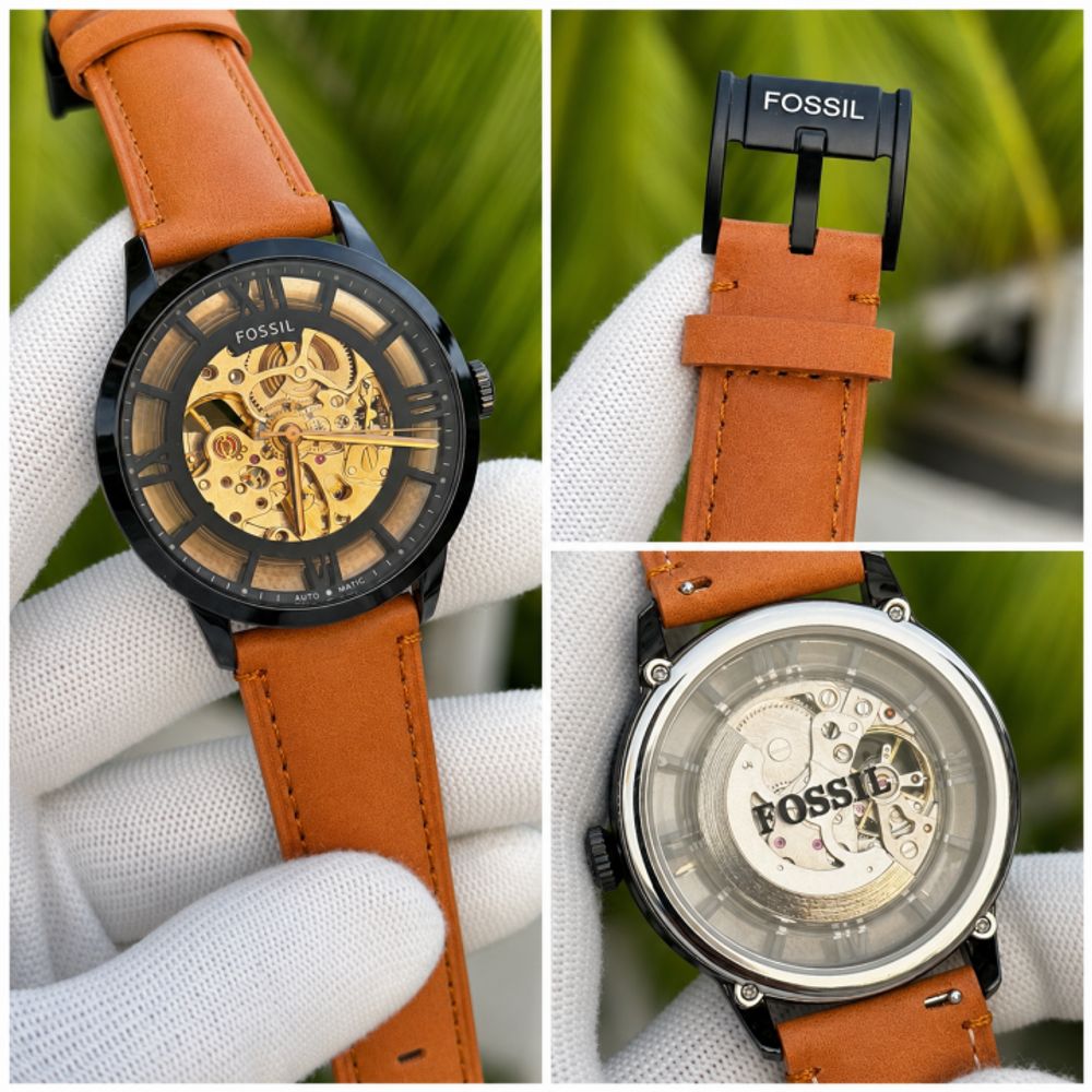 FOSIL TOWNSMAN C AUTOMATIC ORANGE BROWN LEATHER BELT AT165