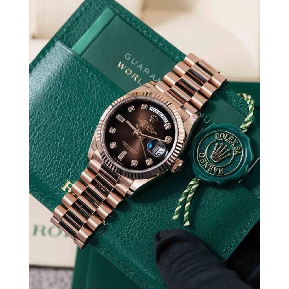 Rolee_x Oyster Perpetual Day Date Diamond Cooper Brown 40 Battery