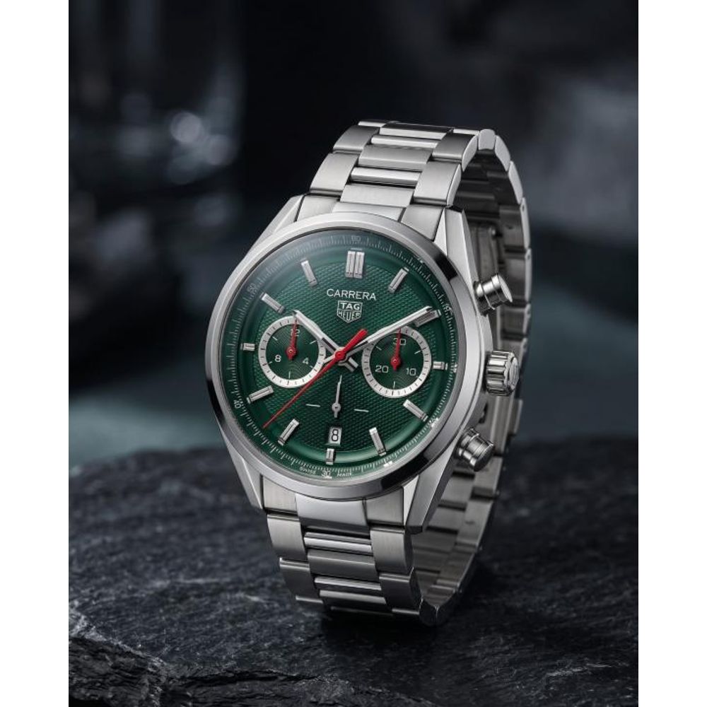TAG Heuuer Carrera Chronograph silver green