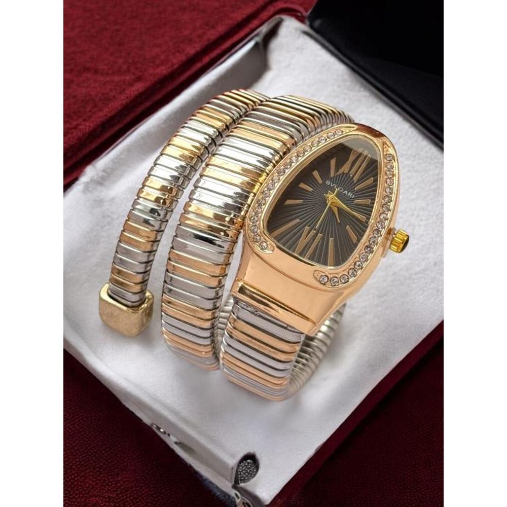 BVLGARI SNAKE GOLD TWOTONE BLACK DIAL AT350
