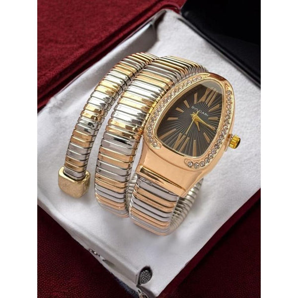 BVLGARI SNAKE GOLD TWOTONE BLACK DIAL AT350
