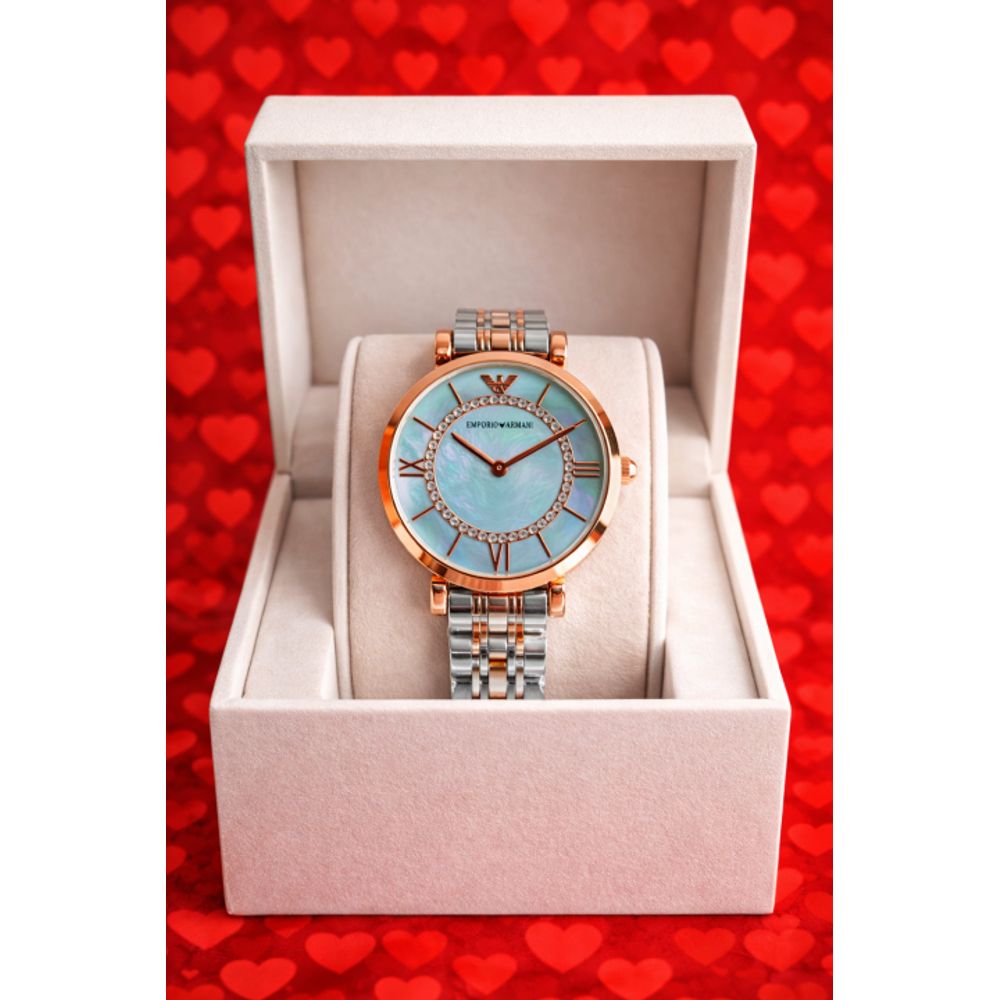 EMPORIO_ARMA_WOMEN_TWOTONE_MULTI_COLOUR_ROUND_DIAMOND_DIAL_AT347