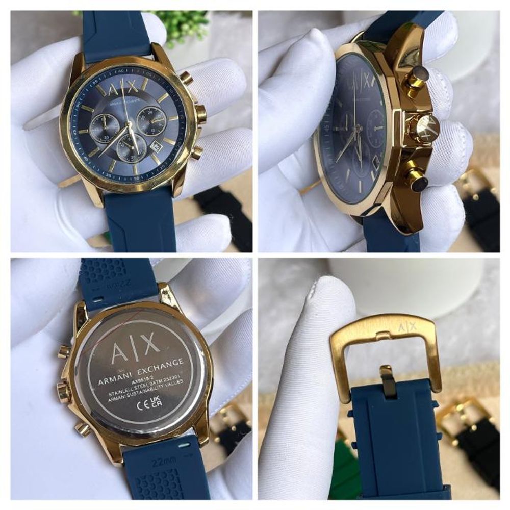 ArrWa%! Exchage AX1723 Chronograph BLUE GOLD BLUE Dial AT382