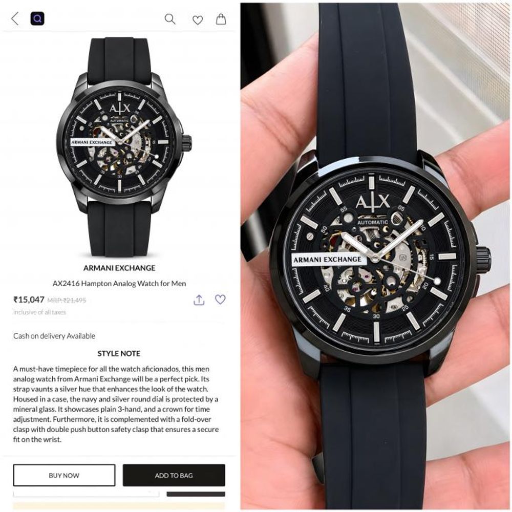 Arrwa%ni Exchange Hampton Automatic Watch AX2416 black silver