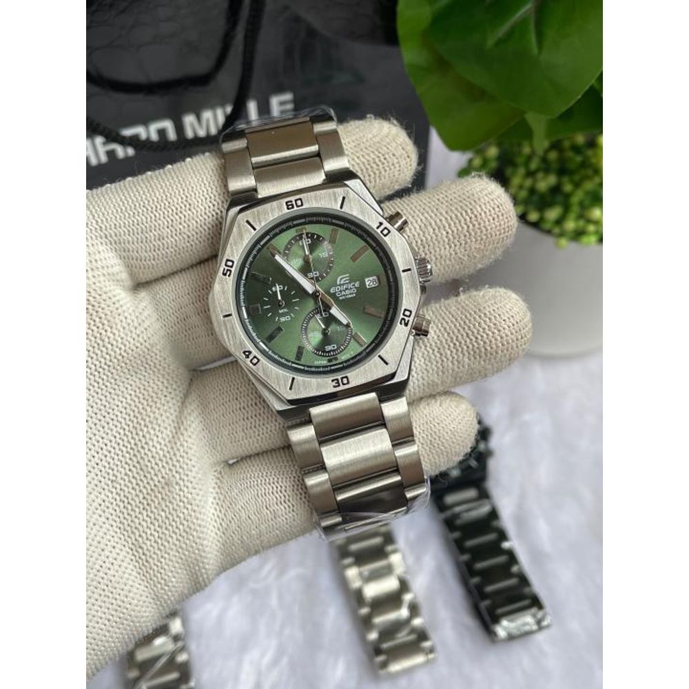 Casio Edifice 640D Silver Green Dial AT443