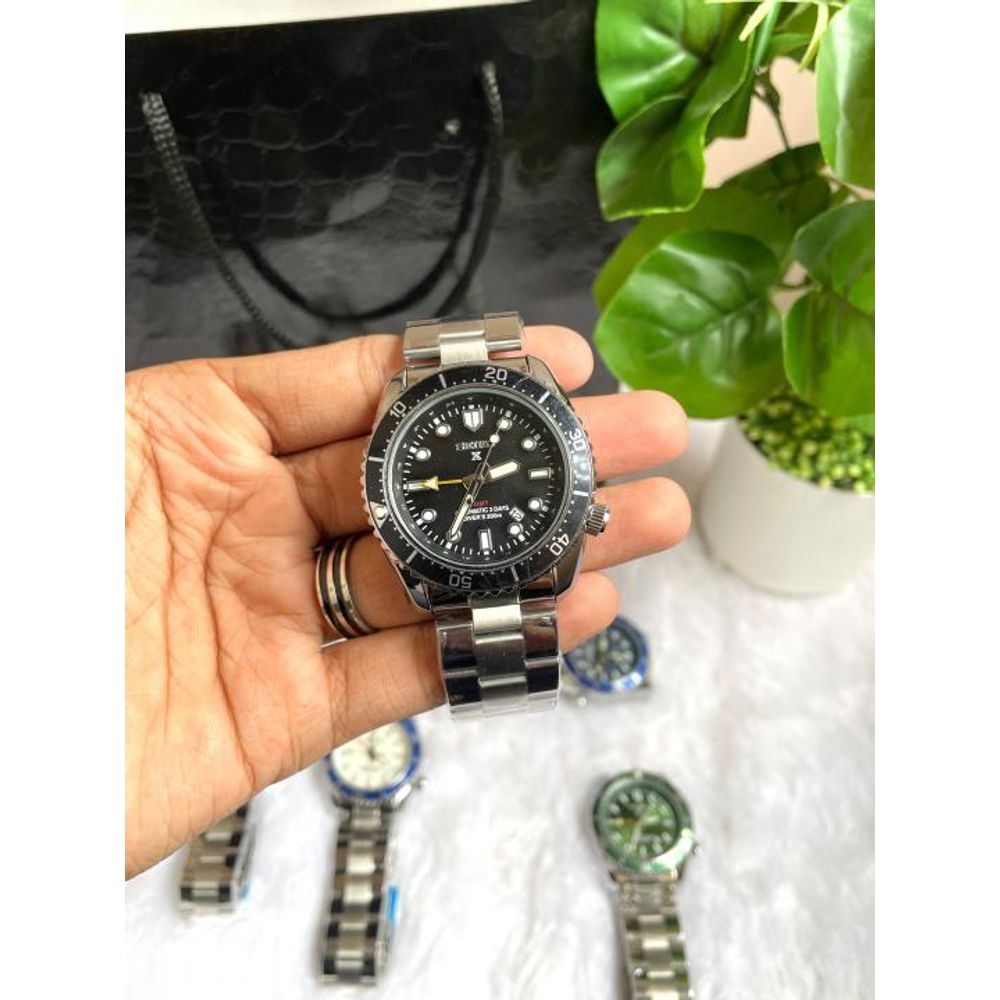 Seiko GMT Open Back Silver Black AT459