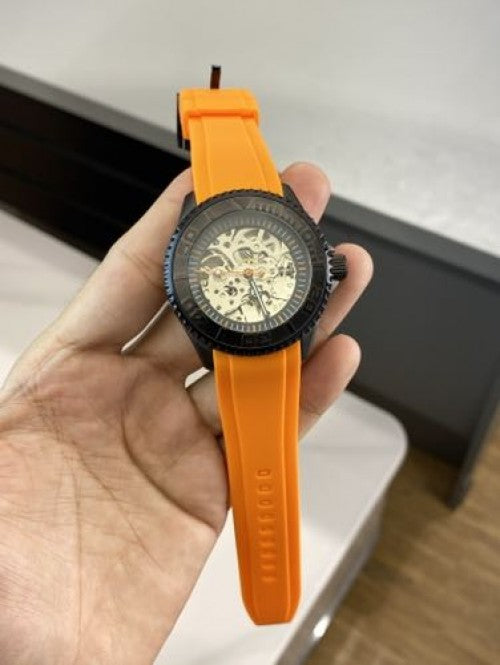 Seiko 5 Skelton orange black