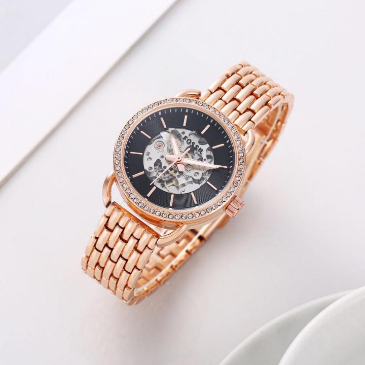 Fossil_Women_Automatic_Machine_Diamond_Black_Dial