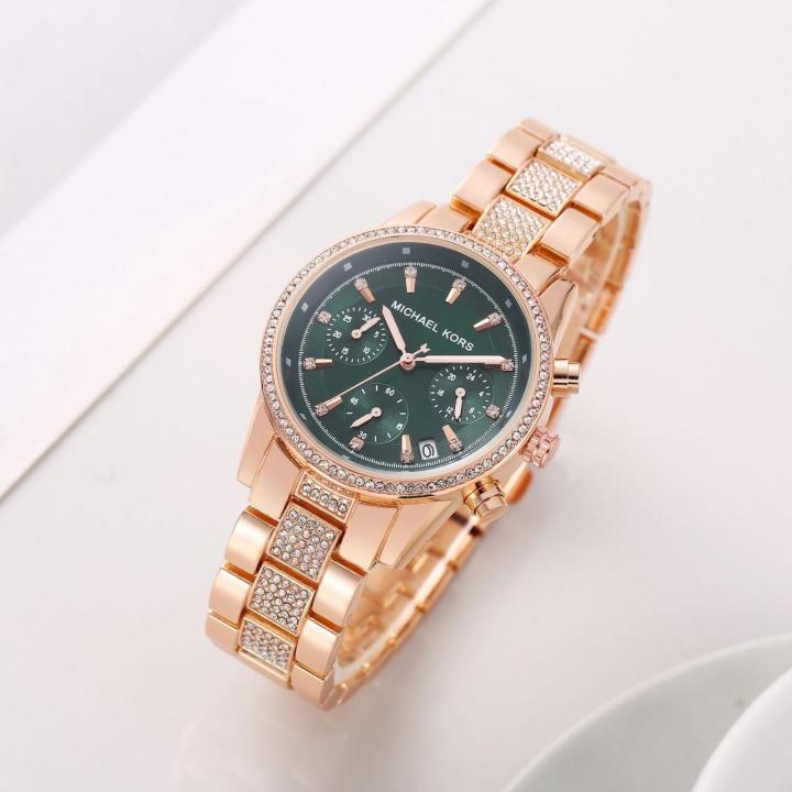 Michael l Kors Bradshaw MK Green Dial Diamond