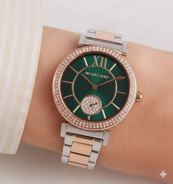 Michael l Kors Abbey Diamond Twotune Green Dial