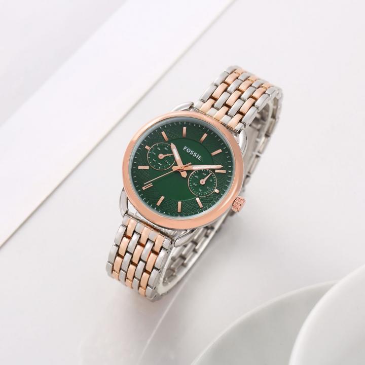 Fossiil Tailor Rosegold Twotone Green