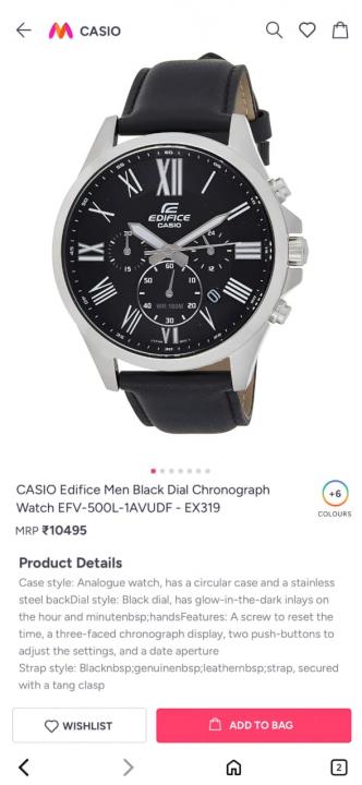 Edifice Casio Men Black Daily Chronography Japan Machine