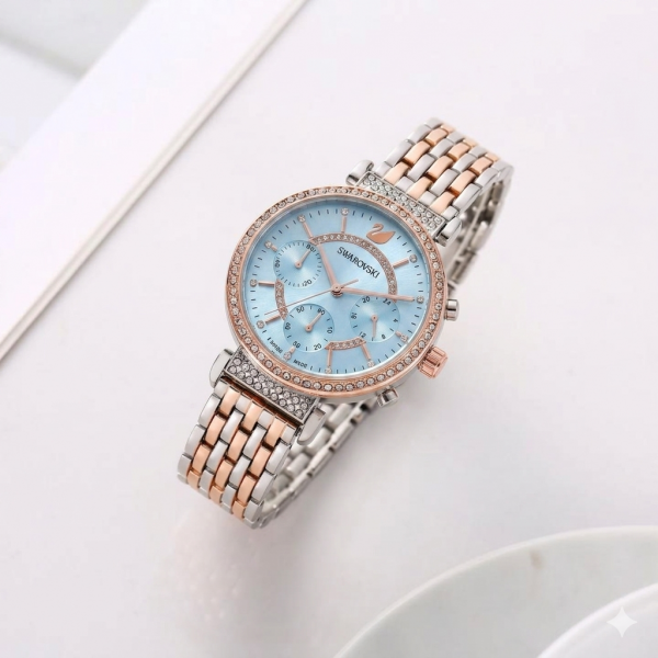 Swarovsky_Chronograph_Blue_Dial_Twotone