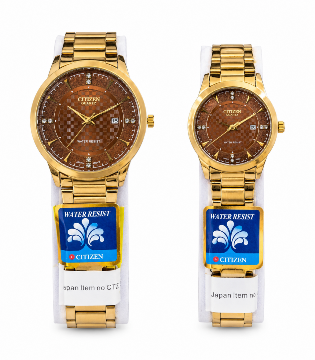 Citizen Quartz Couple Watch Gold Brown