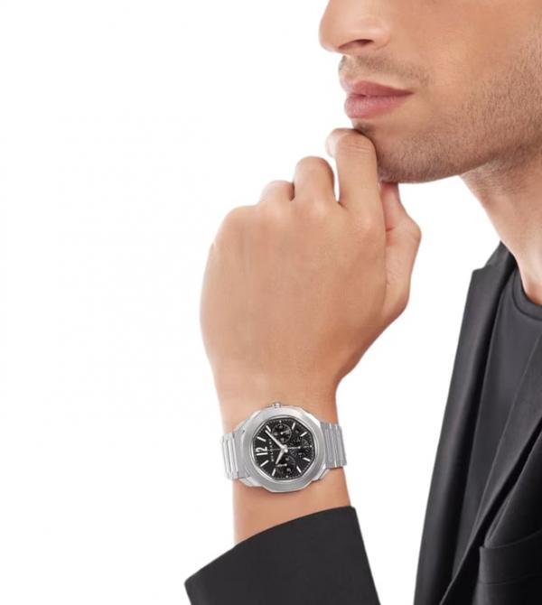 Bvlgari Man Finissimo Chronograph Chain Silver Black