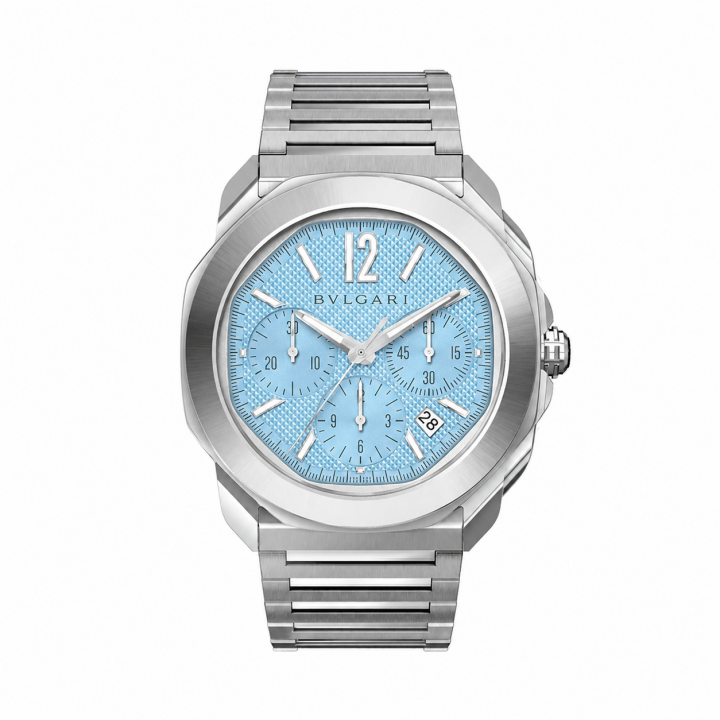Bvlgari Man Finissimo Chronograph Chain Silver Sky Blue