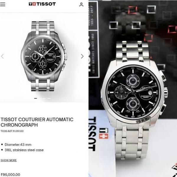 Tissotmens Chain 1853 Chronograph Black Dial