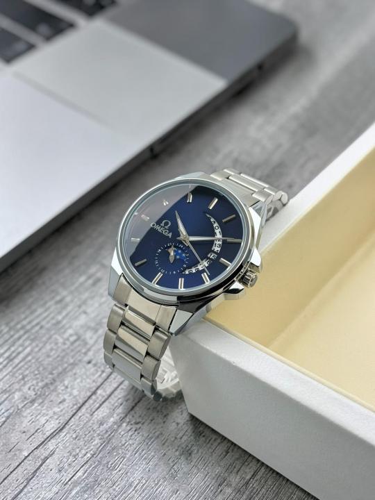 Omega_Mens_Stainless_Steel_Blue_Dial