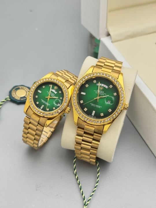 Rolex_Couple_Oyster_Perpetual_Day_Date_Gold_Green