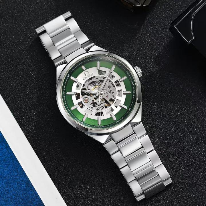 OmegaAutomatic Open Heart Silver Green Dial