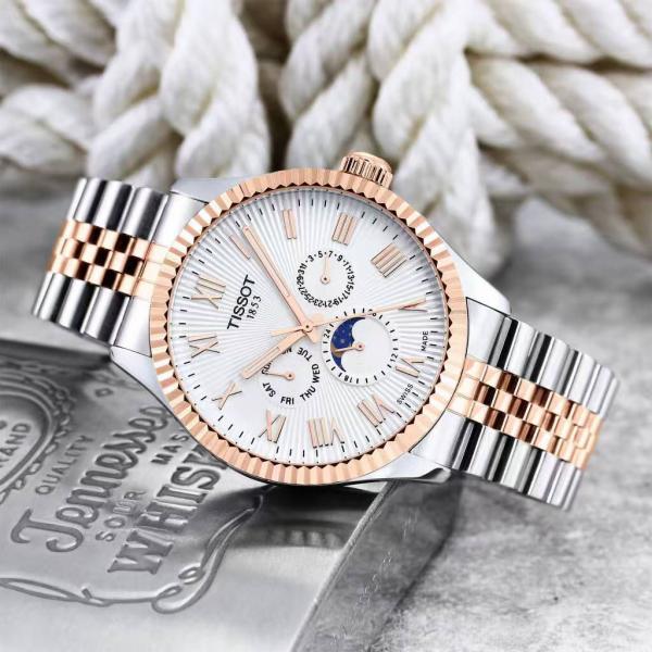 Tissotmens Chain 1853 Chronograph Rosegold Two Tone White Dial