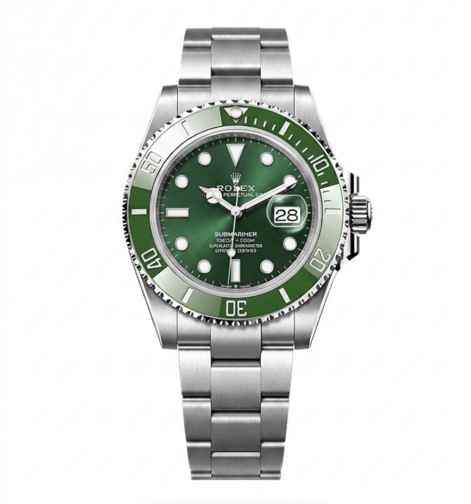 Roleex Mens Oyster Perpetual Submarine Silver Green
