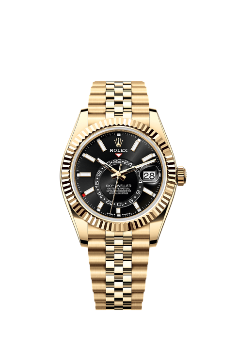 Roleex Mens Sky Dweller Date Gold Black Quality