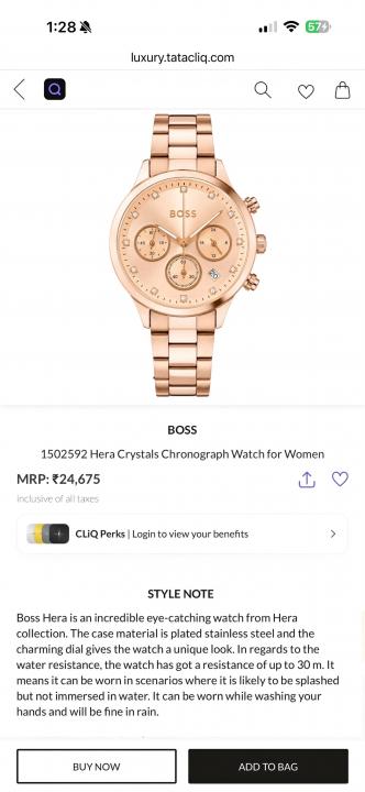 Boss Hera Crystal Chronography For Her