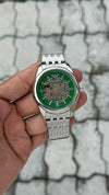 ARMANN_I AR60091 skeleton  Automatic movement skeleton dial premium stainless steel strap light silver green