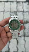 ARMANN_I AR60091 skeleton  Automatic movement skeleton dial premium stainless steel strap dark silver green