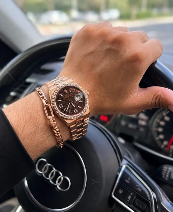 Roleex Oyster Perpetual Land Dweller Diamond Rosegold Brown