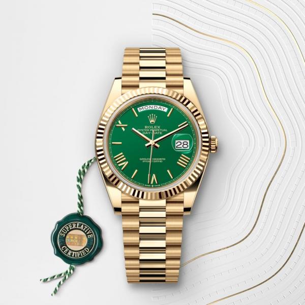 Roleex Oyster Perpetual Day Date Gold Green