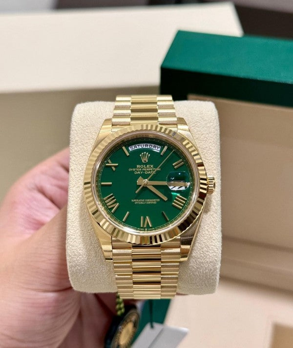 Roleex Oyster Perpetual Day Date Gold Green