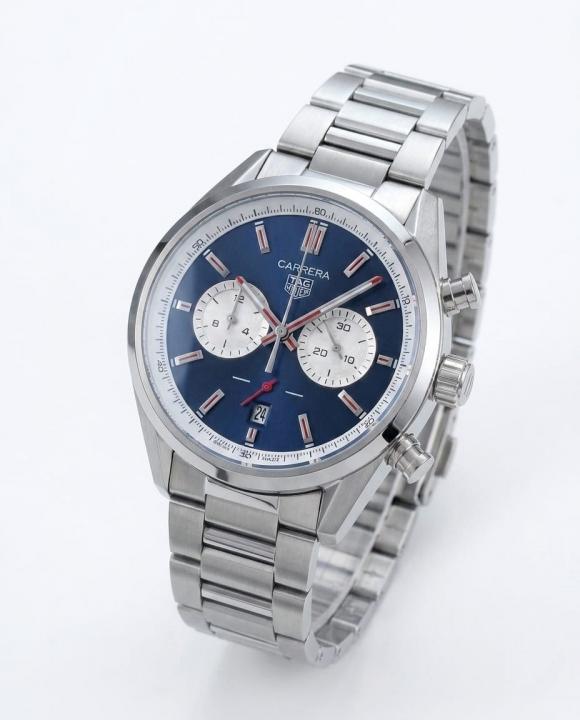 Tag heuuer Carrera white  Chronograph silver blue