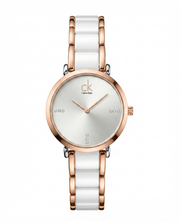 Calvin Kleii_n minimalist Rose Gold Two Tone white Dail