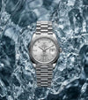 Rolee_x Oyster Perpetual Day Date Diamond Silver-White 40 Battery
