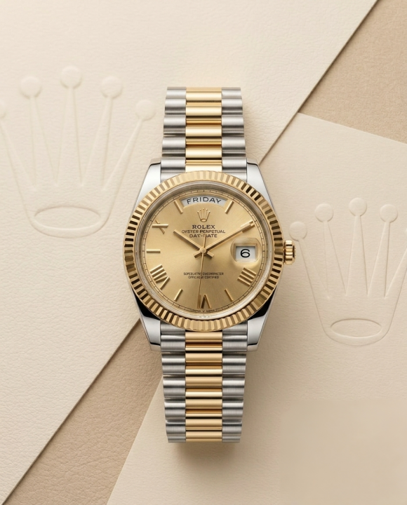 Rolee_x Oyster Perpetual Day Date 40 Battery 2Ton-Gold-Gold