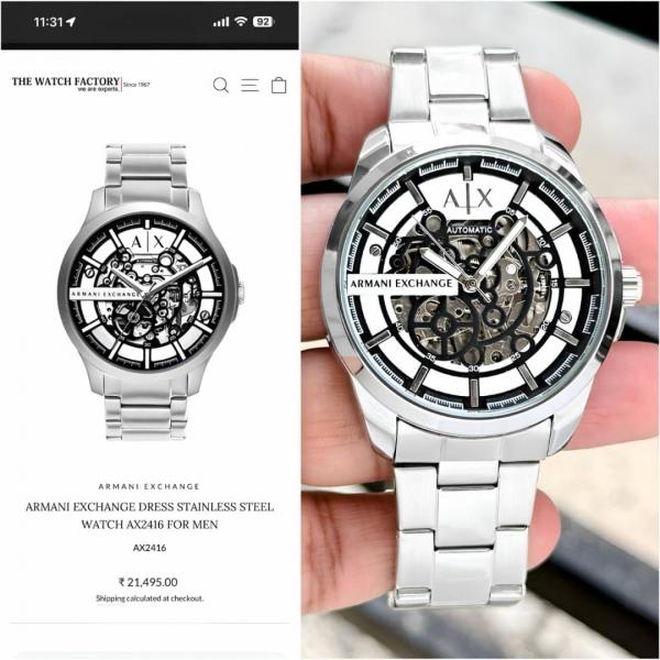 Armaann_i Exchange Ax2418 Hampton Automatic silver Black and white