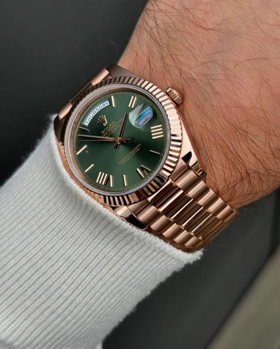 Rolee_x Oyster Perpetual Day Date 40 Battery Copper Green