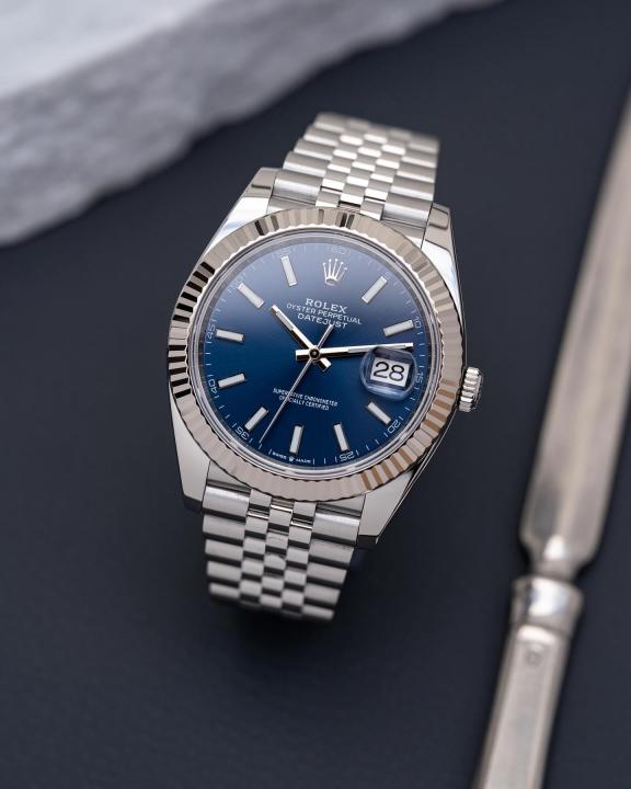 Rolee_x Oyster Perpetual Date Just Silver Blue