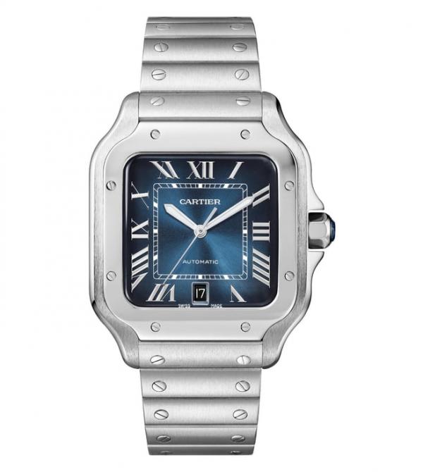 Cartiie_r Santos Automatic silver blue