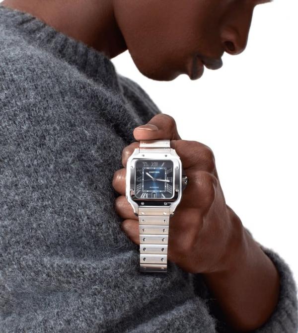 Cartiie_r Santos Automatic silver blue