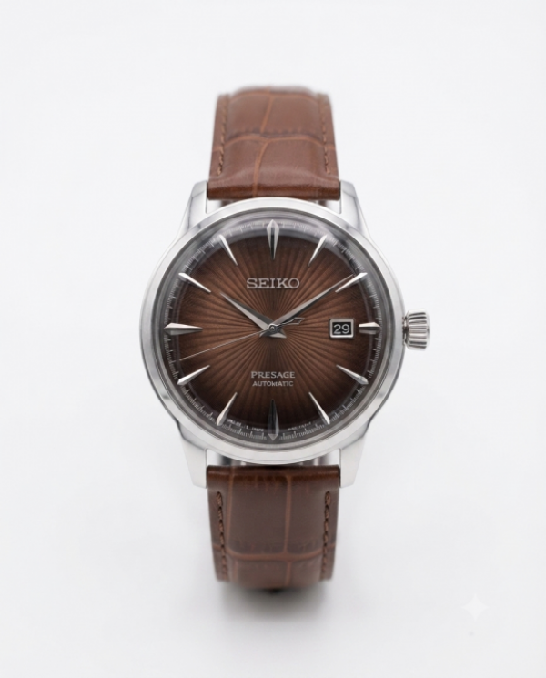 Seiko Presage Automatic Leather Silver   Dial
