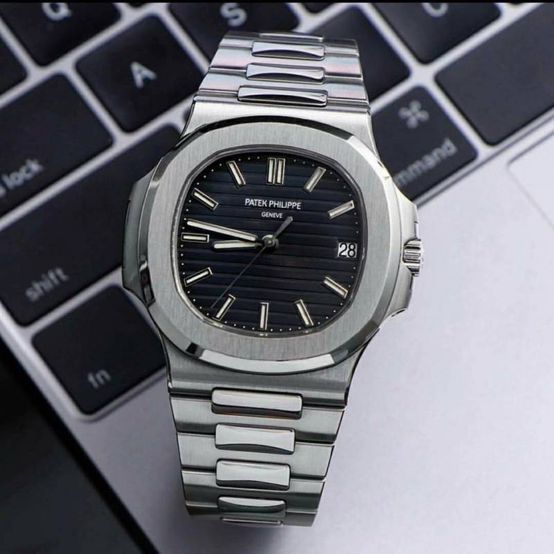 Patek Philipe Nautilus Silver black Stainless Steel