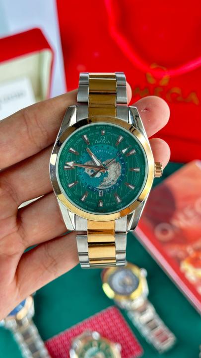 OMEGHA Seamaster Aqua Terra Worldtimer luxury wristwatch tuton green