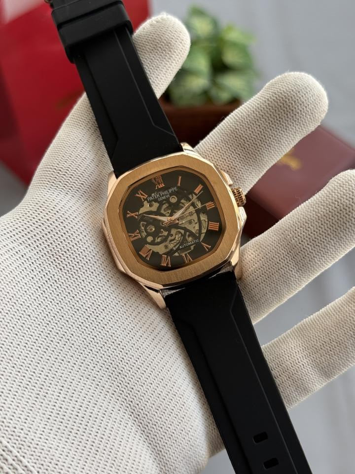 Patekk Philippe Skeleton Automatic Blk Gold